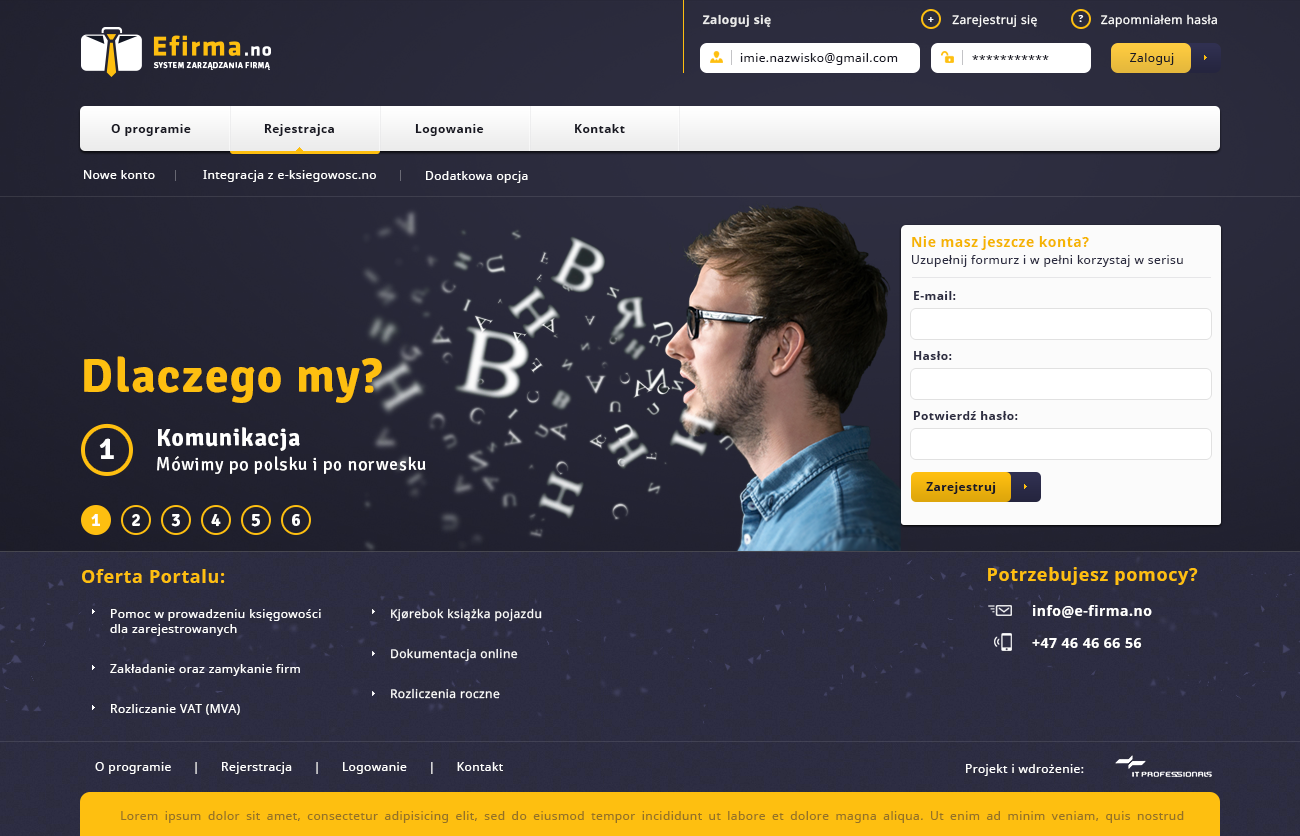 projekt strony internetowej