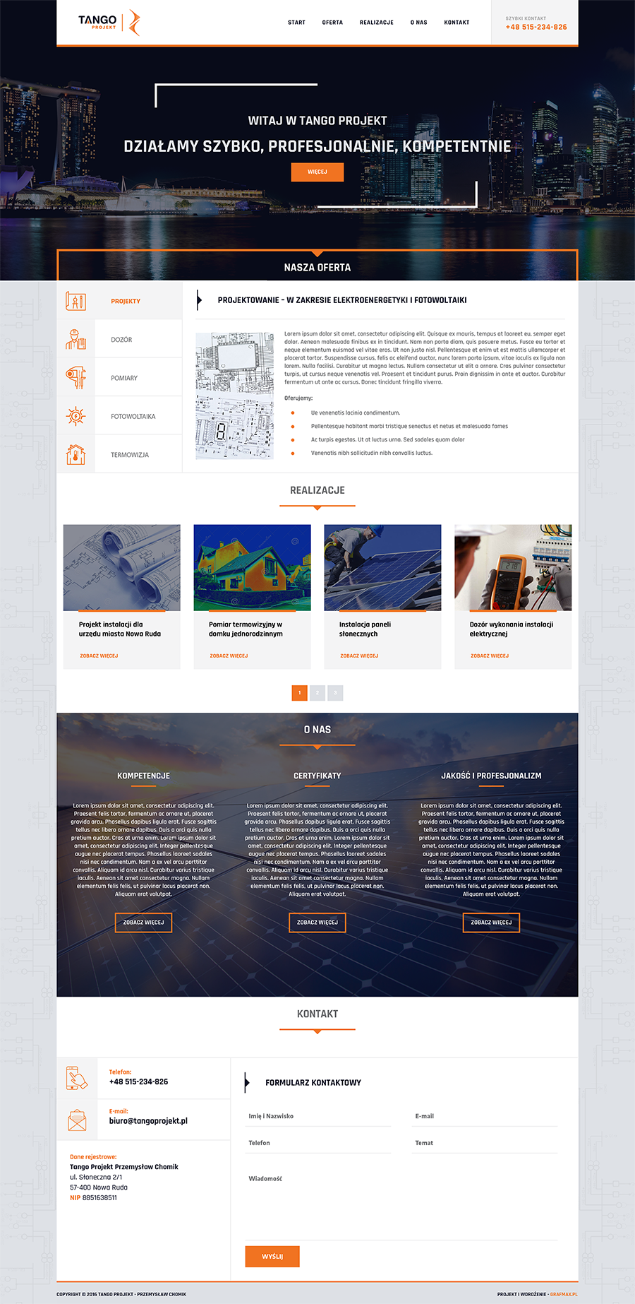 projekt strony internetowej